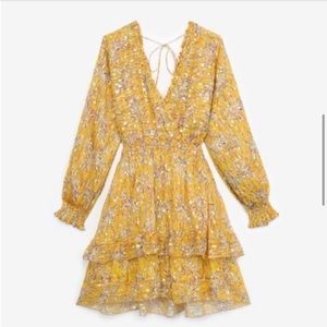 The Kooples | Dresses | The Kooples Yellow Dress With Gold Woven Throughout  With Small Flower Print | Poshmark